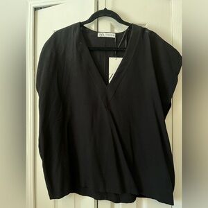 Zara Black V-Neck Blouse